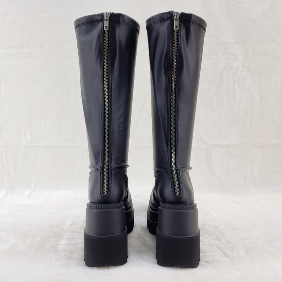 Shaker Stretch Wide Calf Goth Punk Knee Boots - Picture 3 of 9